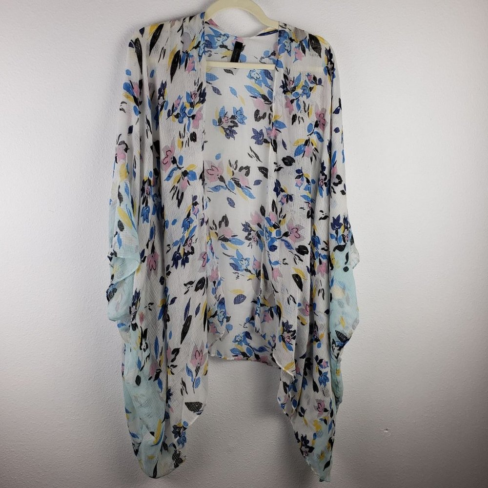 Lane Bryant Women's One Size Gauze Floral‎ Kimono Flowy Draped Oversized Sleeves
